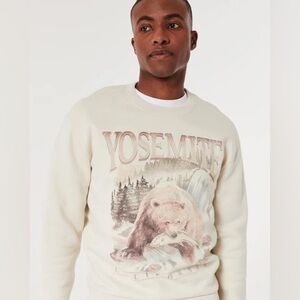 Hollister Cream Yosemite Graphic Crewneck Sweater